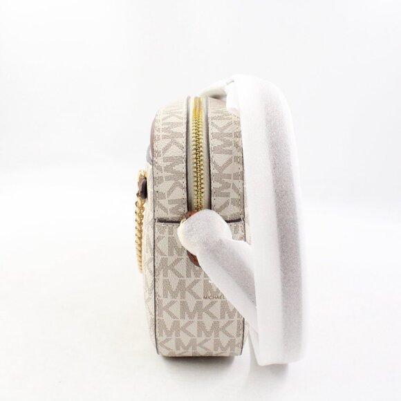 NWT Michael Kors Jet Set Large East West Zip Chain Logo Crossbody Bag in Vanilla - Picture 4 of 10